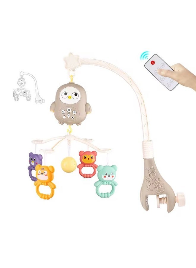 Musical Baby Bed Bell Crib Mobile with Cute Owl & Animal Toys – Rotating Lights, Soothing Music & Hanging Rattles – Easy Crib Attachment Sensory Toy for Newborns & Infants - Image 1